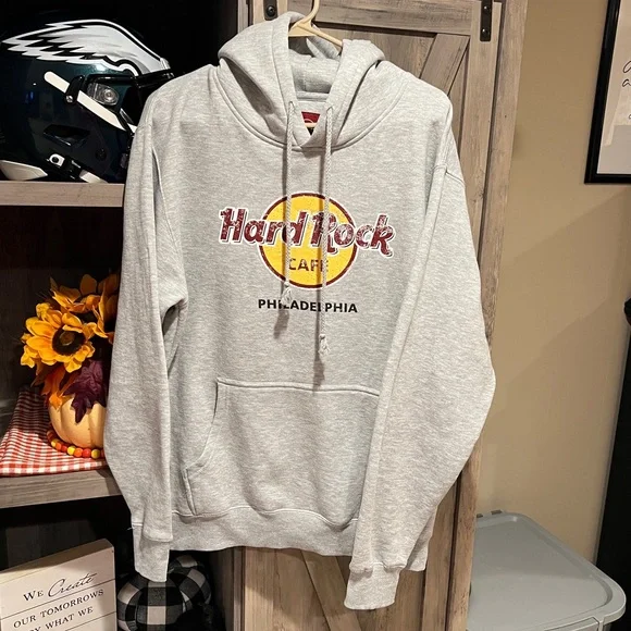 Hard Rock Cafe - Philadelphia Heather grey hoodie - Picture 1 of 9